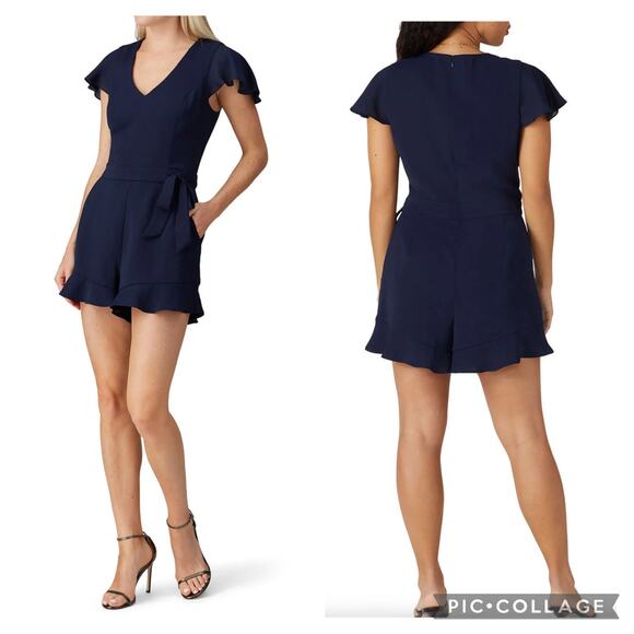 Parker Pants - Catherine Combo Romper by Parker SZ 8 Navy Blue